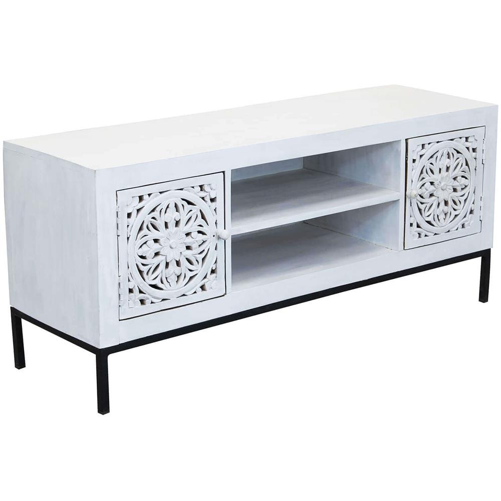 Ohm - Porta Tv Con Decoro 2 Ante 2 Ripiani Legno E Ferro - Foto 1