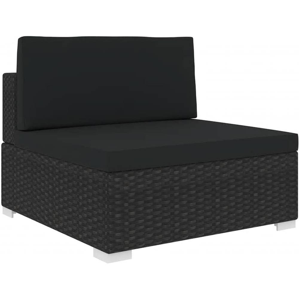 Seduta Centrale Modulare 1 pz con Cuscini in Polyrattan Nero - Foto 1