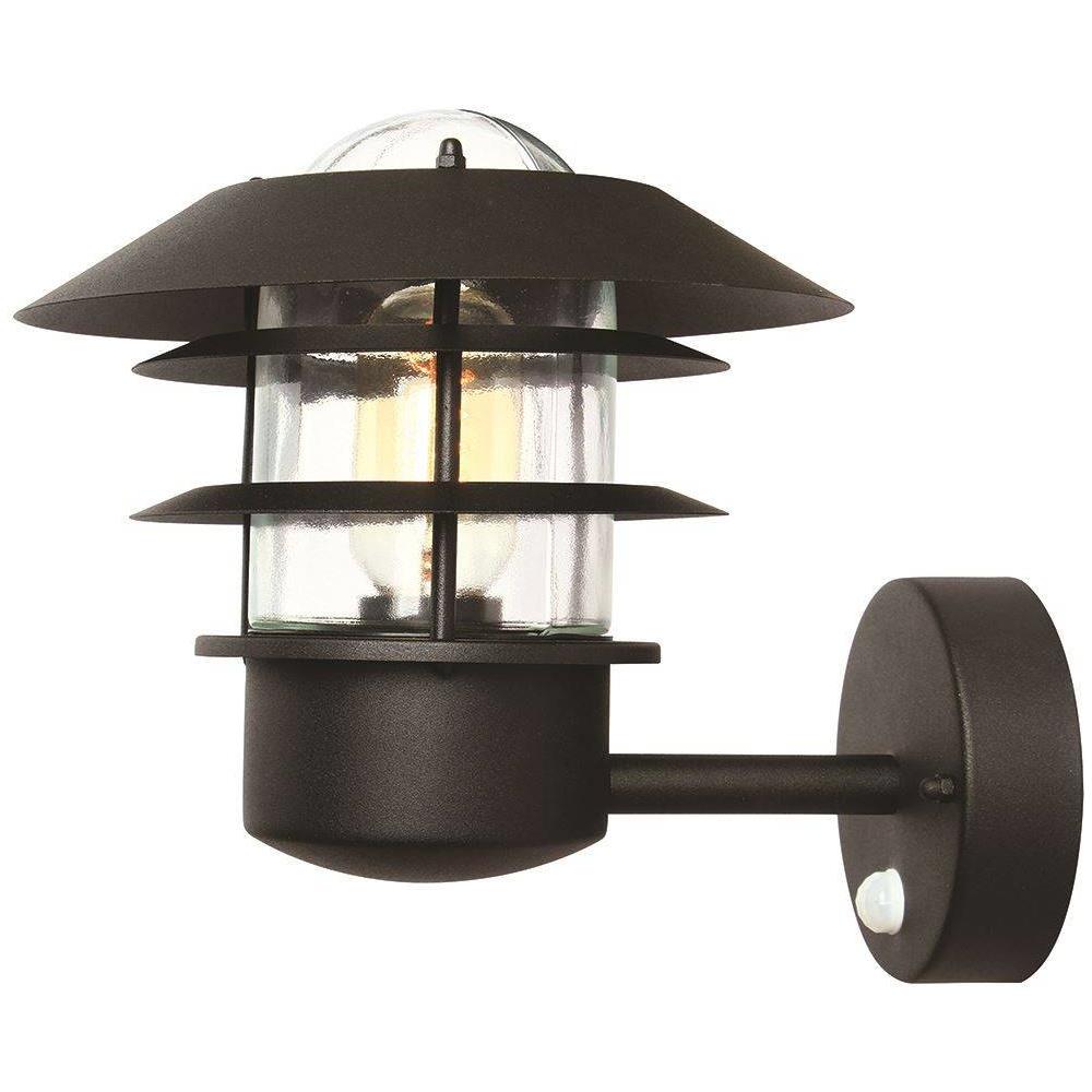 Lanterna Da Parete Per Esterni A 1 Luce Nera Con Sensore Di Movimento Pir Ip44, E27 - Foto 1