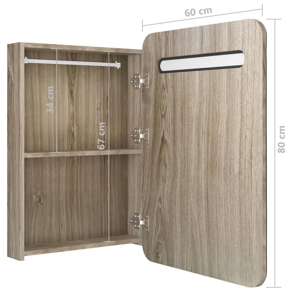 Armadietto Bagno con Specchio e LED Rovere 60x11x80 cm - Foto 7