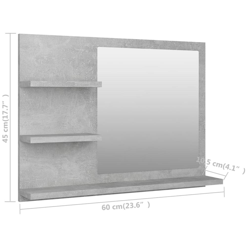 Specchio da Bagno Grigio Cemento 60x10,5x45 cm in Truciolato - Foto 7