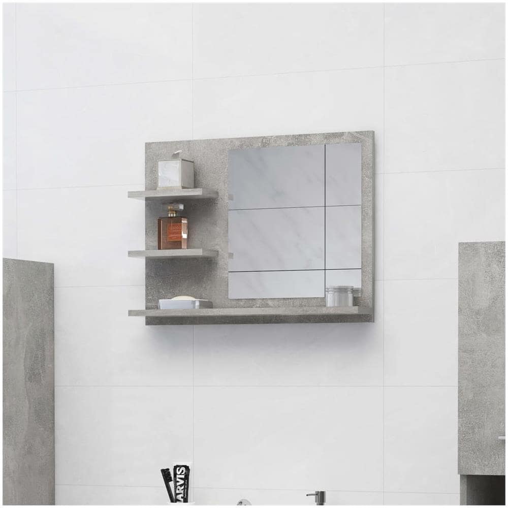 Specchio da Bagno Grigio Cemento 60x10,5x45 cm in Truciolato - Foto 1