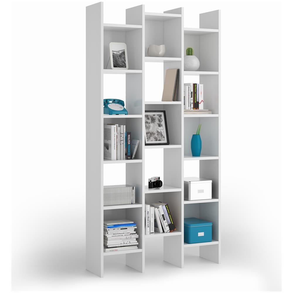 Libreria A Scaffali Quadrati, Colore Bianco Artik, Misure 96 X 192 X 29 Cm - Foto 2