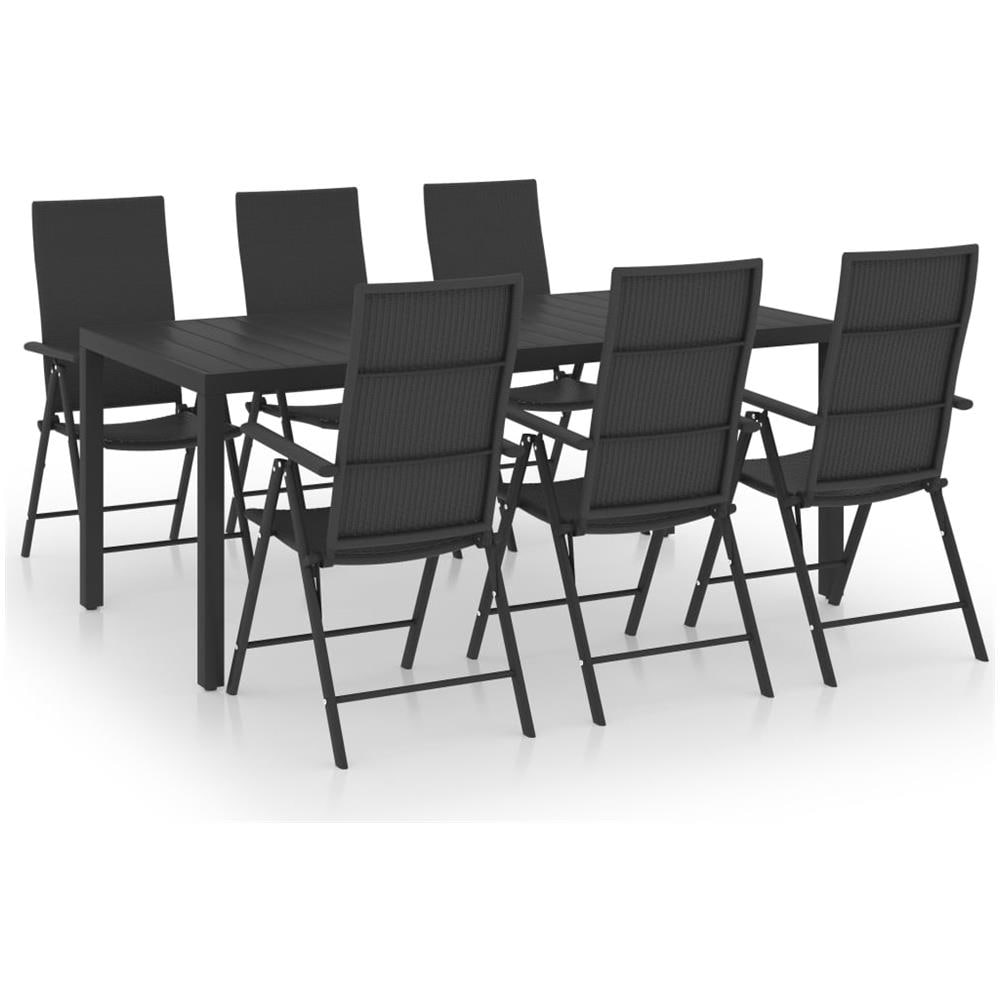 Set Da Pranzo Da Giardino 7 Pz Nero - Foto 1