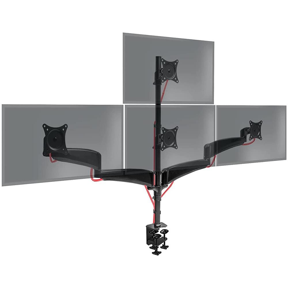 Dm453vx1 Supporto Verticale Da Scrivania Per 4 Monitor 13” - 22” Staffa Supporto Monitor / Schermo Con Morsetto Tavolo Vesa Max 100 X 100mm Struttura In Lega Di Aluminio Portata 8kg Per Braccio - Foto 1