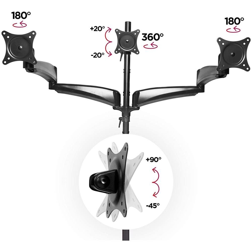 Dm453vx1 Supporto Verticale Da Scrivania Per 4 Monitor 13” - 22” Staffa Supporto Monitor / Schermo Con Morsetto Tavolo Vesa Max 100 X 100mm Struttura In Lega Di Aluminio Portata 8kg Per Braccio - Foto 2