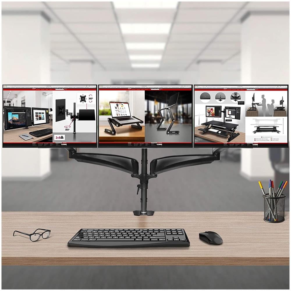Dm453vx1 Supporto Verticale Da Scrivania Per 4 Monitor 13” - 22” Staffa Supporto Monitor / Schermo Con Morsetto Tavolo Vesa Max 100 X 100mm Struttura In Lega Di Aluminio Portata 8kg Per Braccio - Foto 6