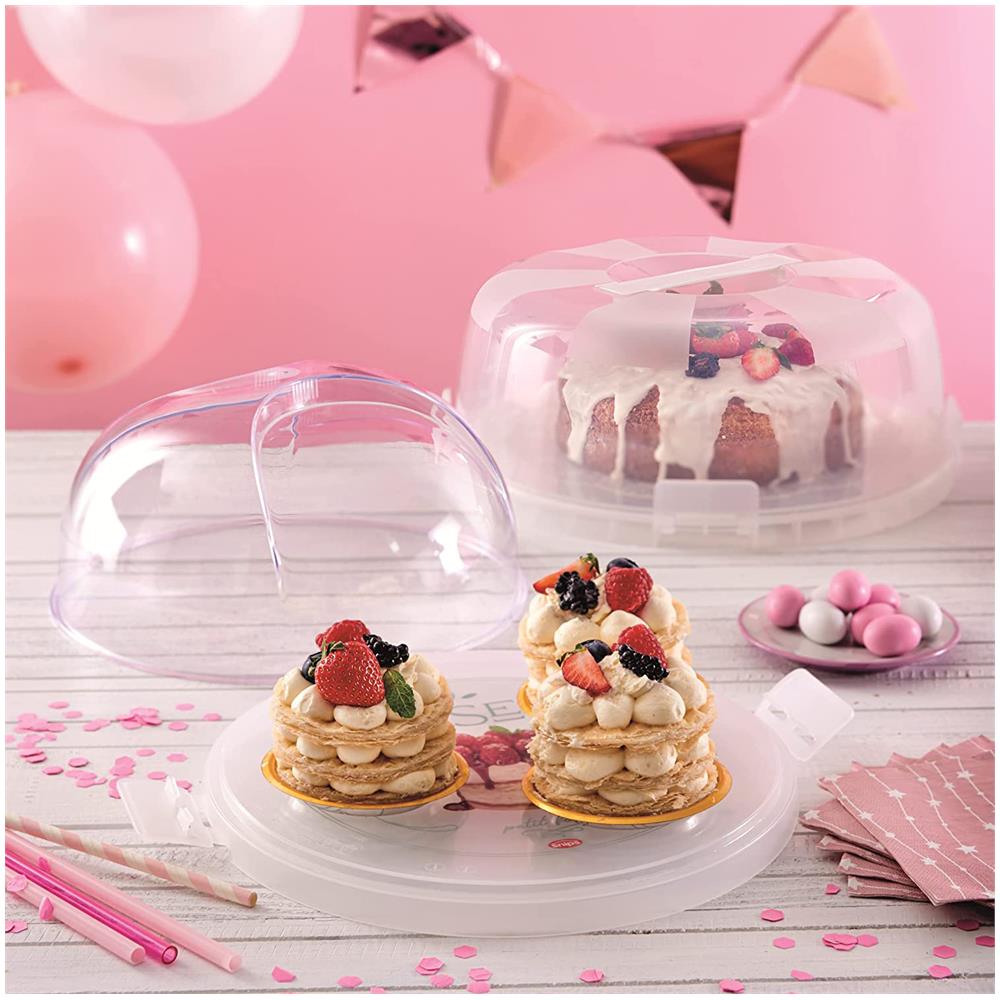 Porta Torta Con 2 Chiusure Di Sicurezza Bianco - Foto 2