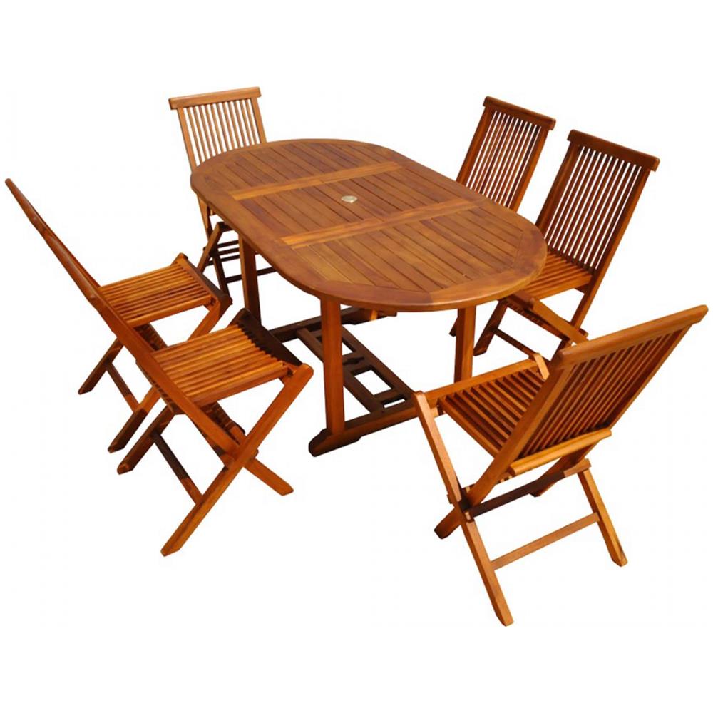 Tavolo Da Giardino Rettangolar E 6 Sedie In Teak Oliato Lubok - Foto 2