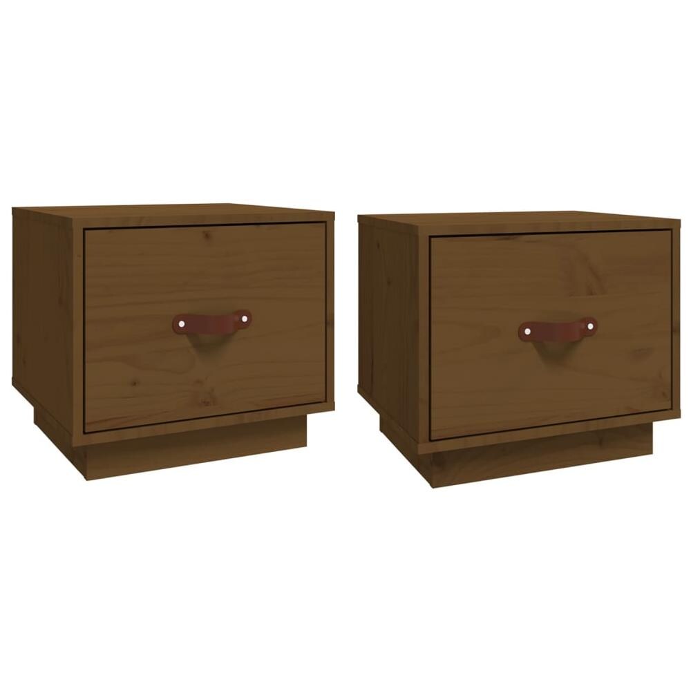 Comodini 2 Pz Miele 40x34x35 Cm In Legno Massello Di Pino - Foto 2
