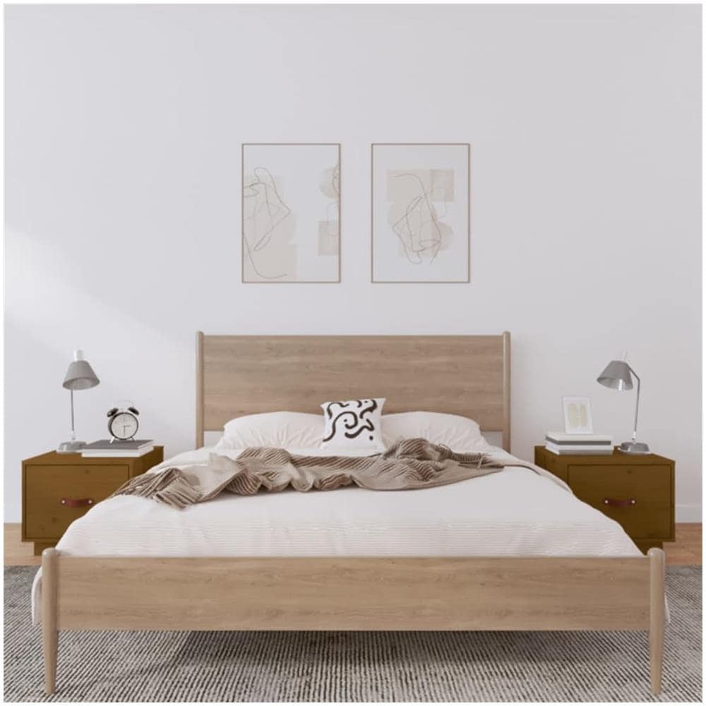 Comodini 2 Pz Miele 40x34x35 Cm In Legno Massello Di Pino - Foto 1