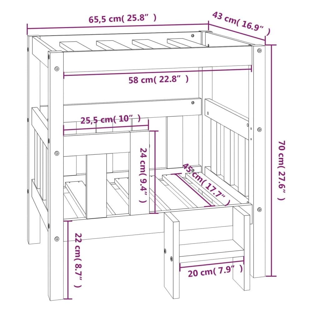 Cuccia per Cani Bianco 65,5x43x70 cm in Legno Massello di Pino - Foto 2