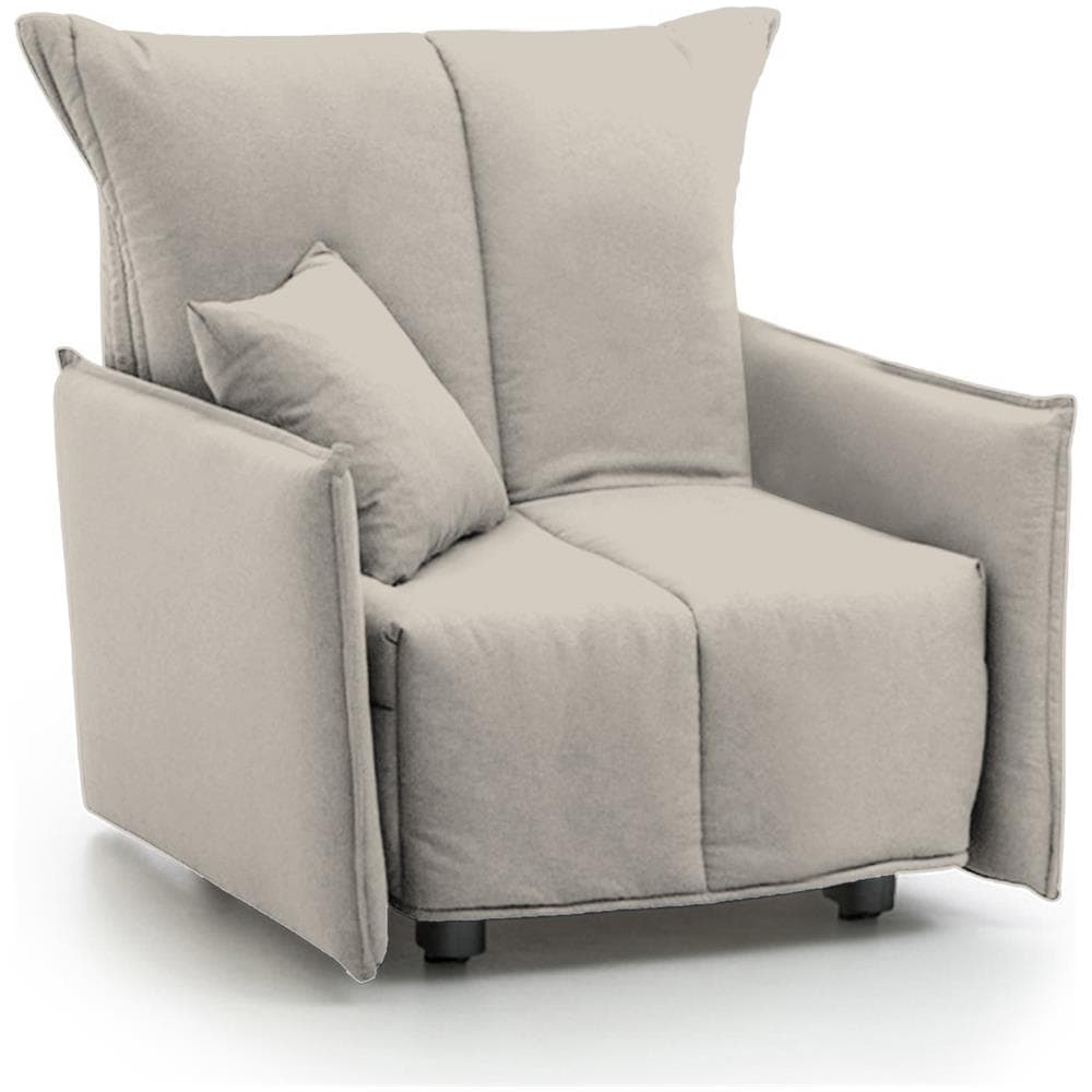 Divano Letto Almerinda, Divano Singolo, 100% Made In Italy, Poltrona Soggiorno Con Apertura A Carrello, In Tessuto Imbottito, Con Braccioli Standard, Cm 110x90h85, Beige - Foto 2