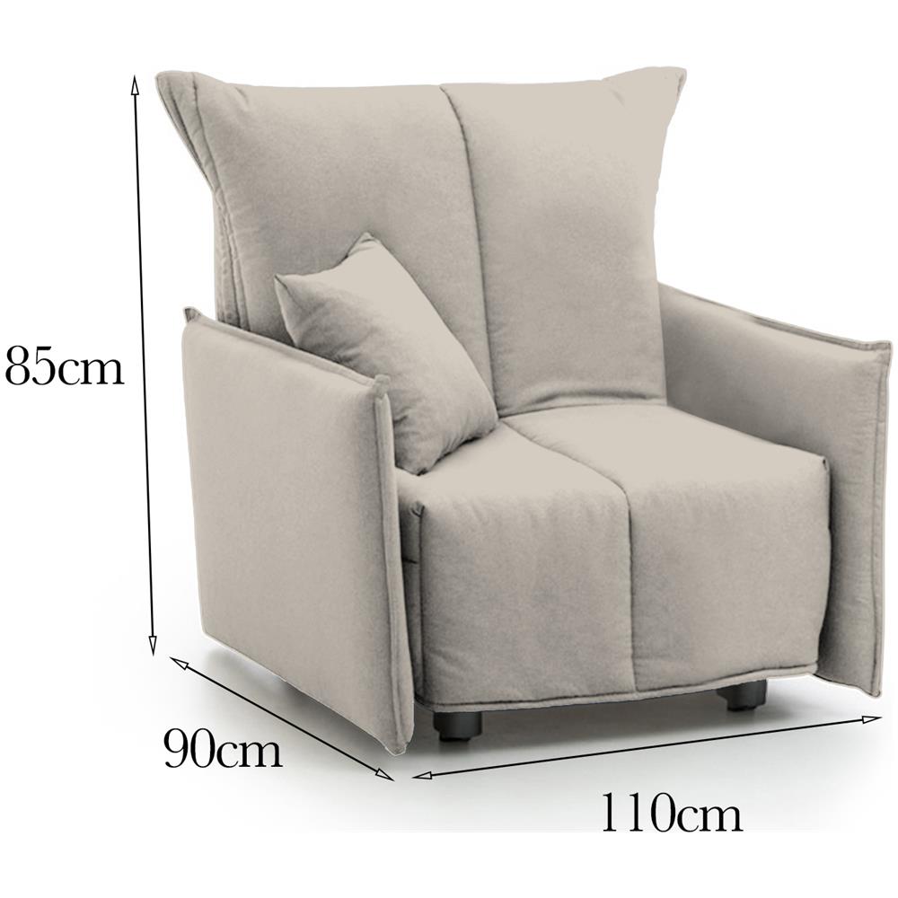Divano Letto Almerinda, Divano Singolo, 100% Made In Italy, Poltrona Soggiorno Con Apertura A Carrello, In Tessuto Imbottito, Con Braccioli Standard, Cm 110x90h85, Beige - Foto 4