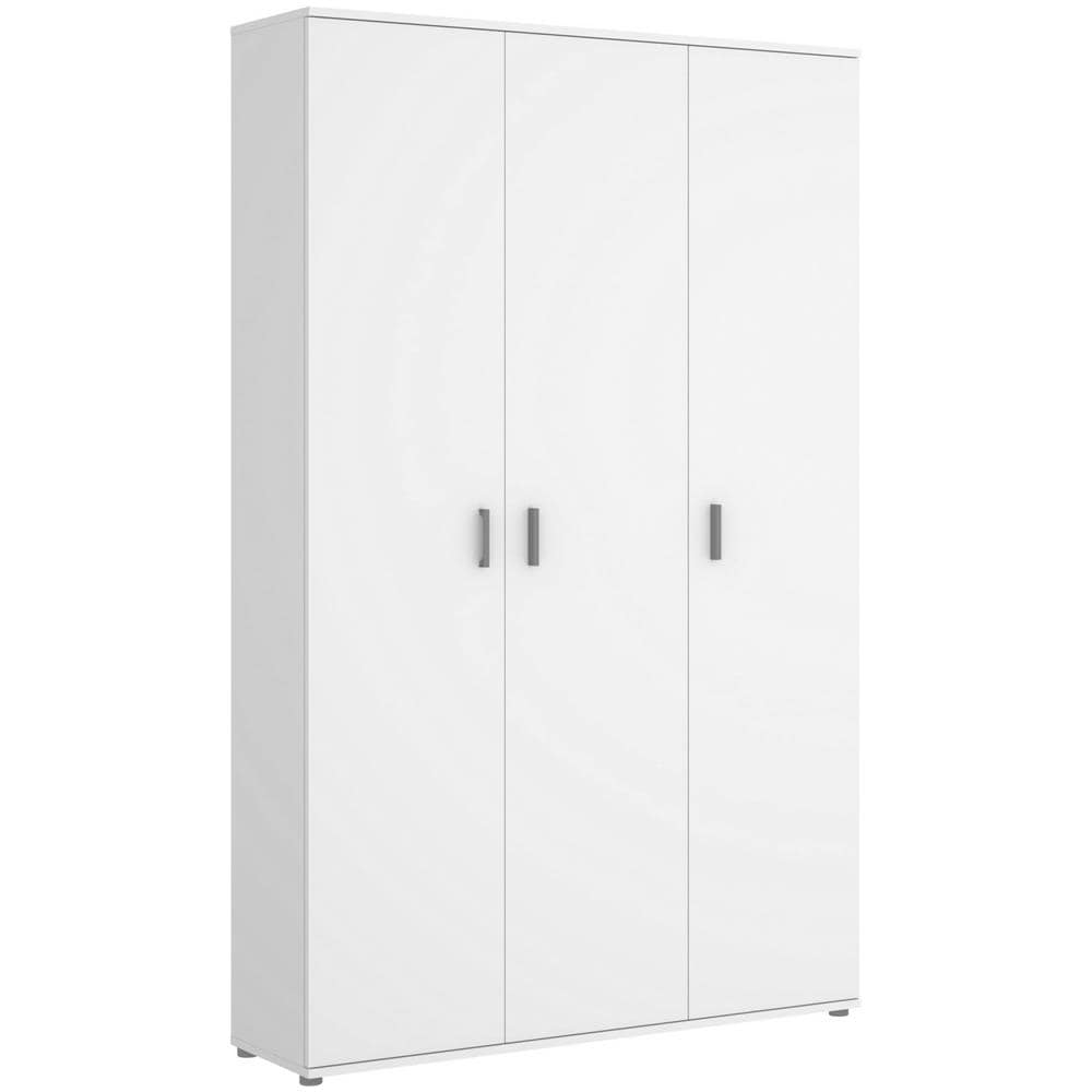 Armadio Multiuso Sillano, Mobile Multifunzione Portascope, Guardaroba A 3 Ante, 116x35h190 Cm, Bianco - Foto 2