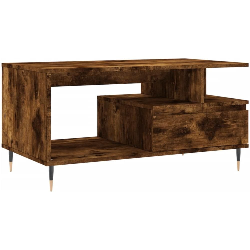 Tavolino Da Salotto Rovere Fumo 90x49x45 Cm Legno Multistrato - Foto 2