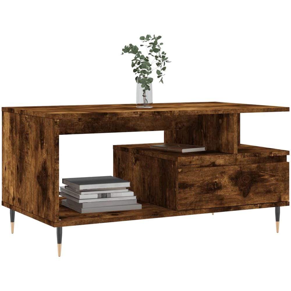 Tavolino Da Salotto Rovere Fumo 90x49x45 Cm Legno Multistrato - Foto 3