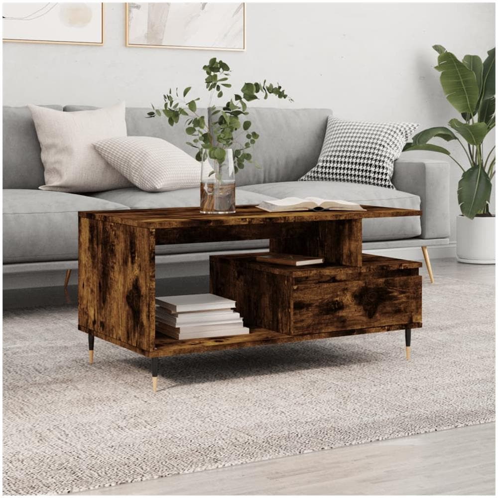 Tavolino Da Salotto Rovere Fumo 90x49x45 Cm Legno Multistrato - Foto 1