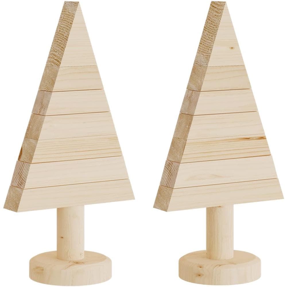 Alberi Di Natale Decorativi In Legno 2pz 30cm Massello Di Pino - Foto 2
