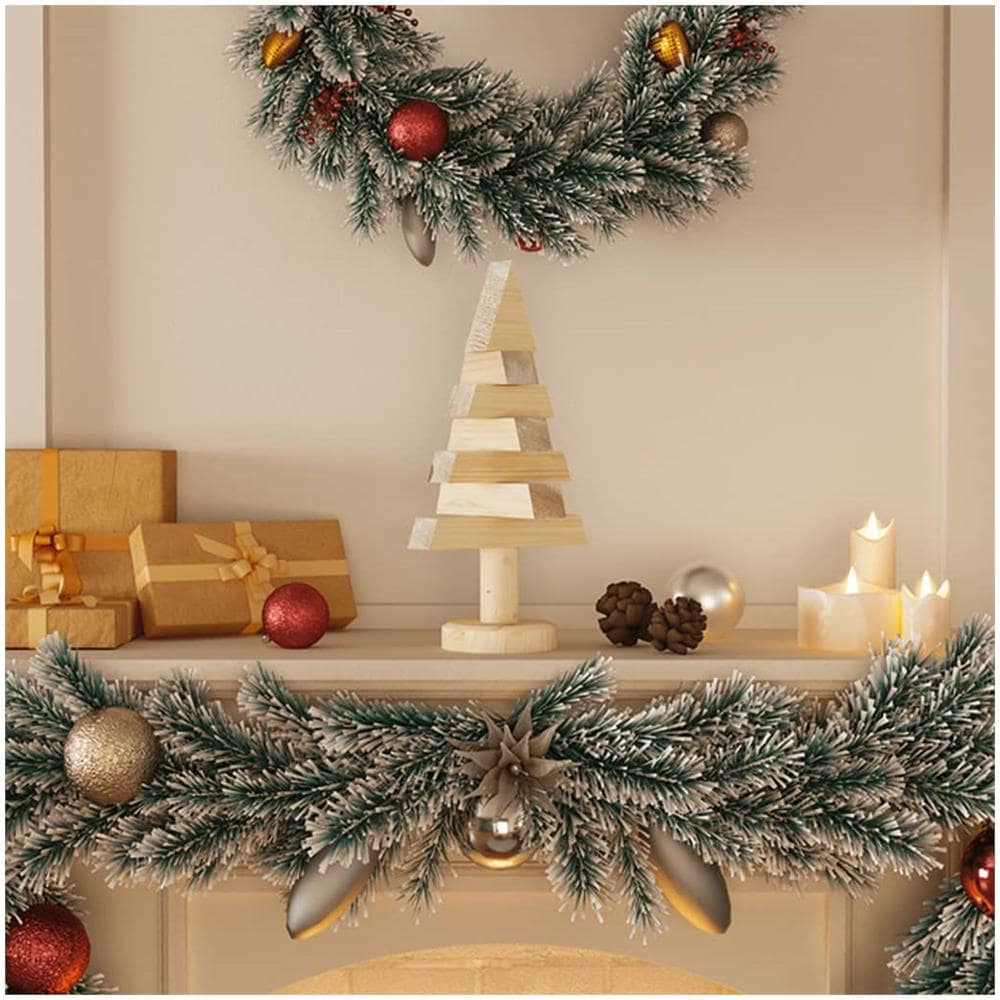 Alberi Di Natale Decorativi In Legno 2pz 30cm Massello Di Pino - Foto 1