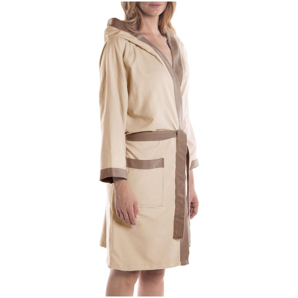 Accappatoio Con Cappuccio Spugnissima Tecno Bicolor In Microfibra Colore Incolore Misura S - Foto 2