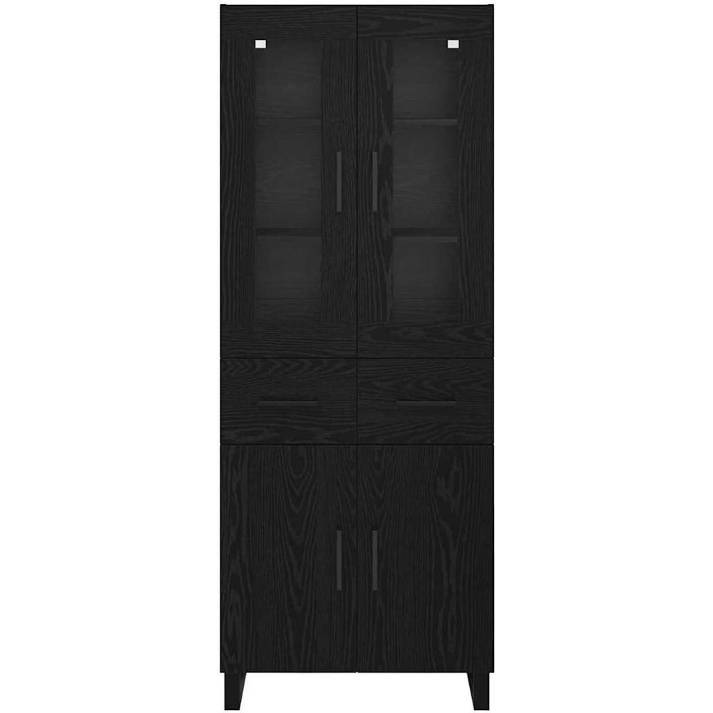 Credenza 2 pcs Rovere Nero Legno Stratificato e Vetro - Foto 8