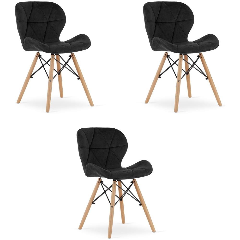 WAKO Velvet Chair Modern Ergonomic Black x3 - Foto 1