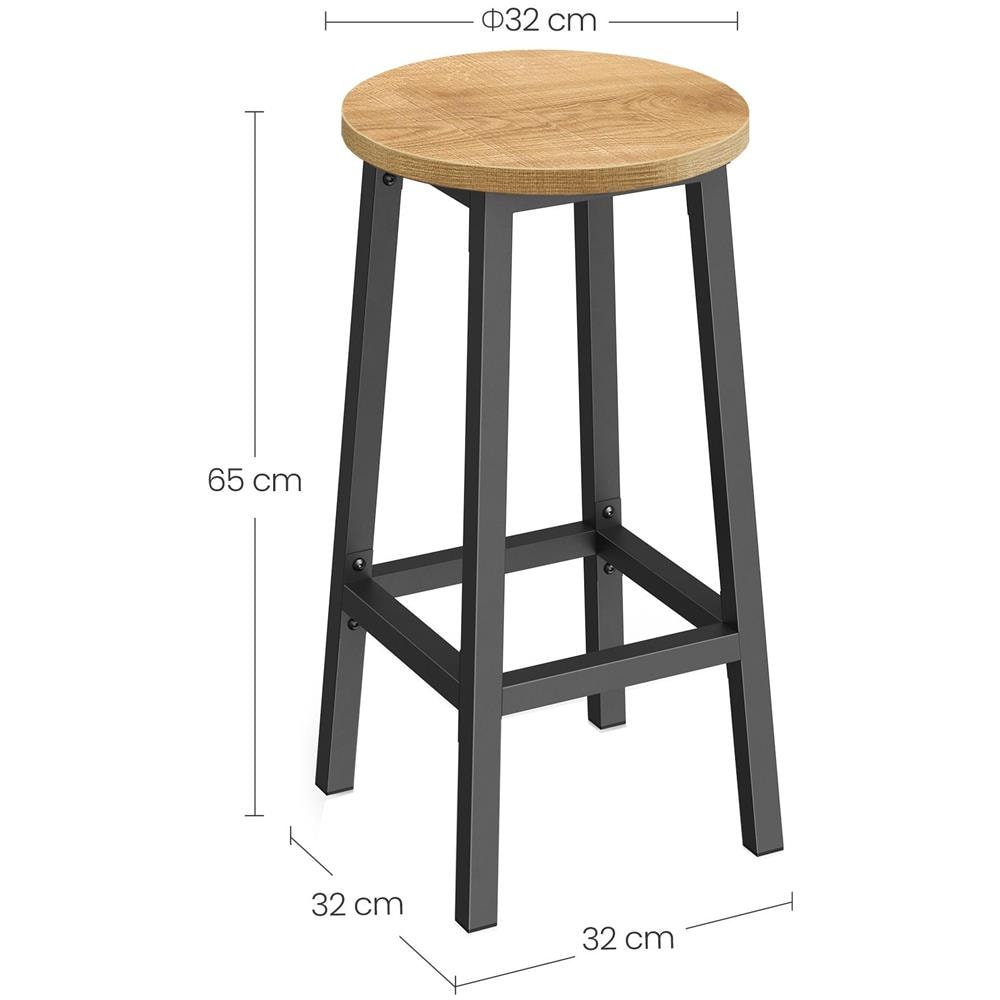 Sgabello da bar da cucina - Elegante sgabello rotondo in rovere con gambe nere - Foto 7