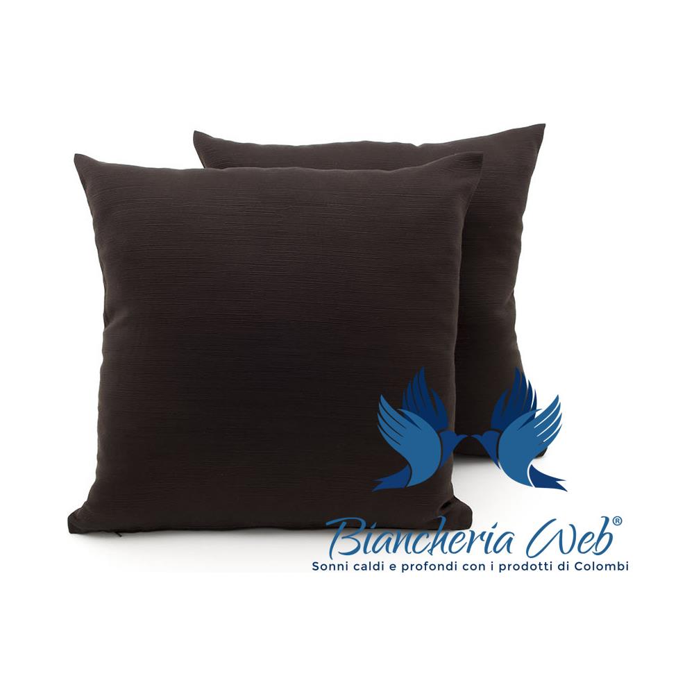 Coppia Cuscini Arredo Imbottiti Tessuto Ottoman In Tinta Unita Colore Marrone 21 50x50 Marrone 21 - Foto 1