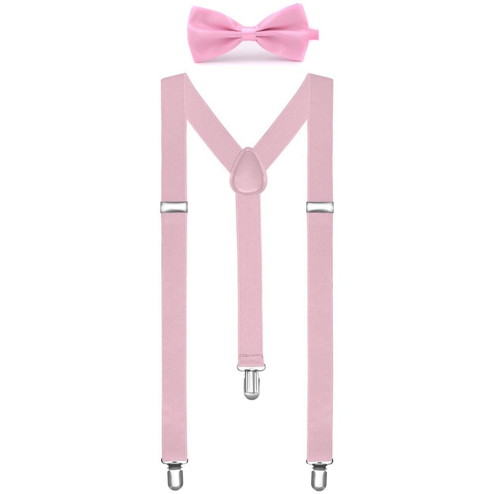 Tinta Unita Mens Bretella Bow Tie Set Clip Su Y Forma Bretelle Regolabili - Foto 1