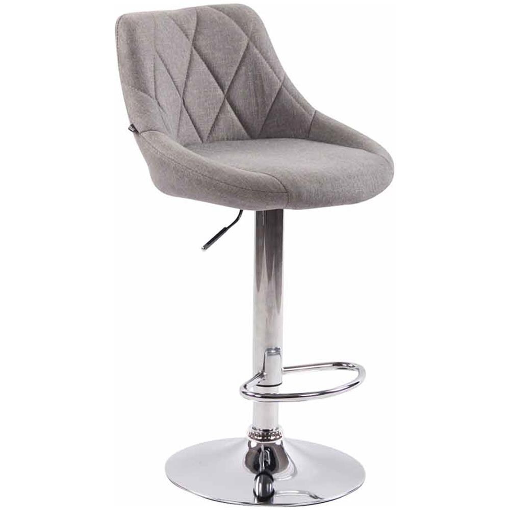 Sgabello Design LAZIO in Tessuto - Sedia Cucina Girevole e Regolabile (83-104 cm) con Poggiapiedi I Sgabello Bar Imbottito Grigio - Foto 1
