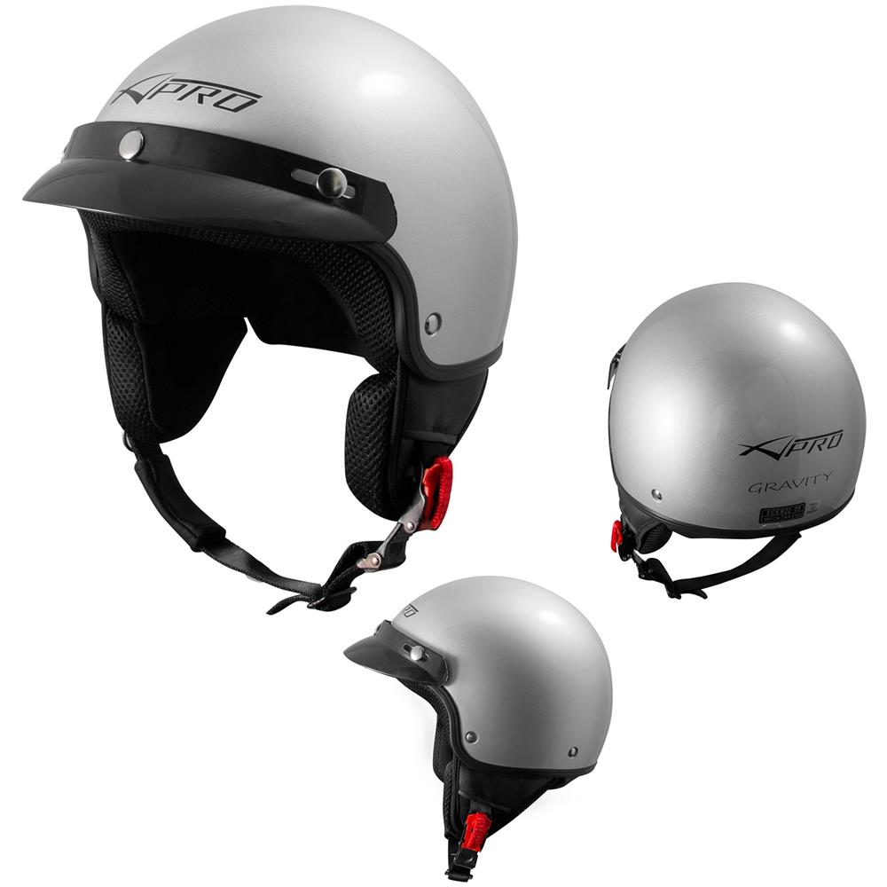 Casco Demi Jet Scooter Moto Omologato Ece 22 05 Frontino Sonicmoto Argento S - Foto 1