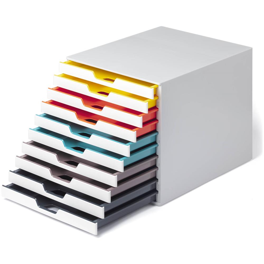 Cassettiera 10 Cassetti Colorati Varicolor Mix10 Bianco Ghiaccio Durable - Foto 1