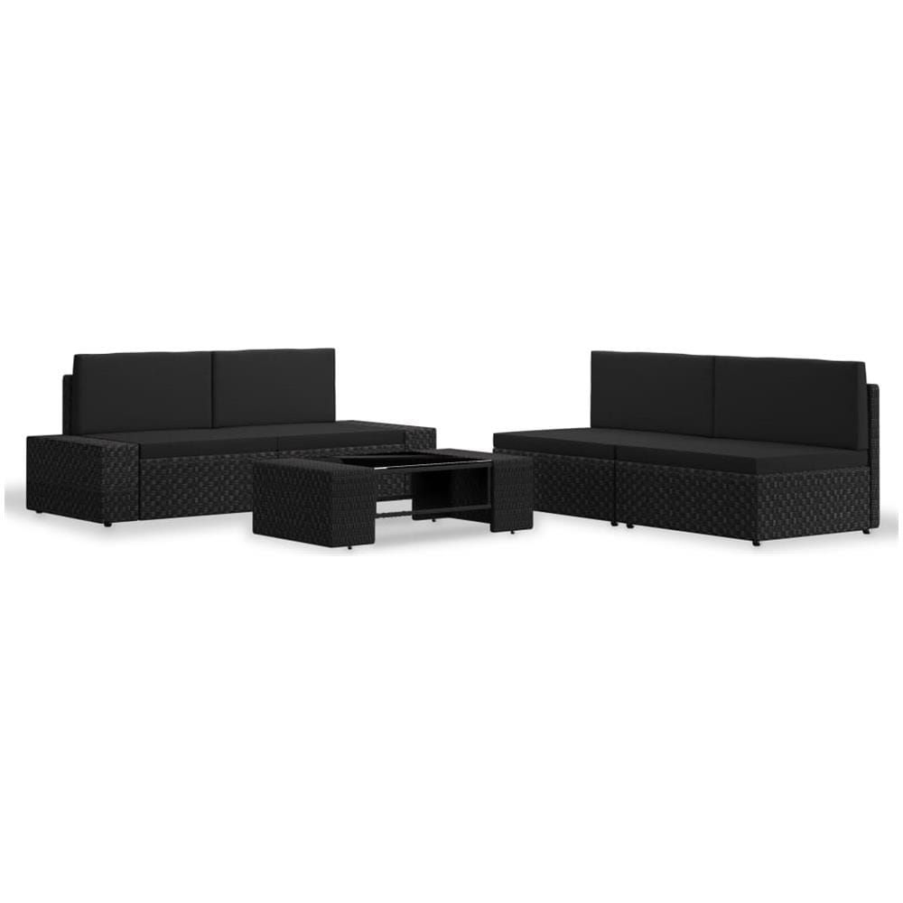 Set Divani Da Giardino 5 Pz In Polyrattan Nero - Foto 1