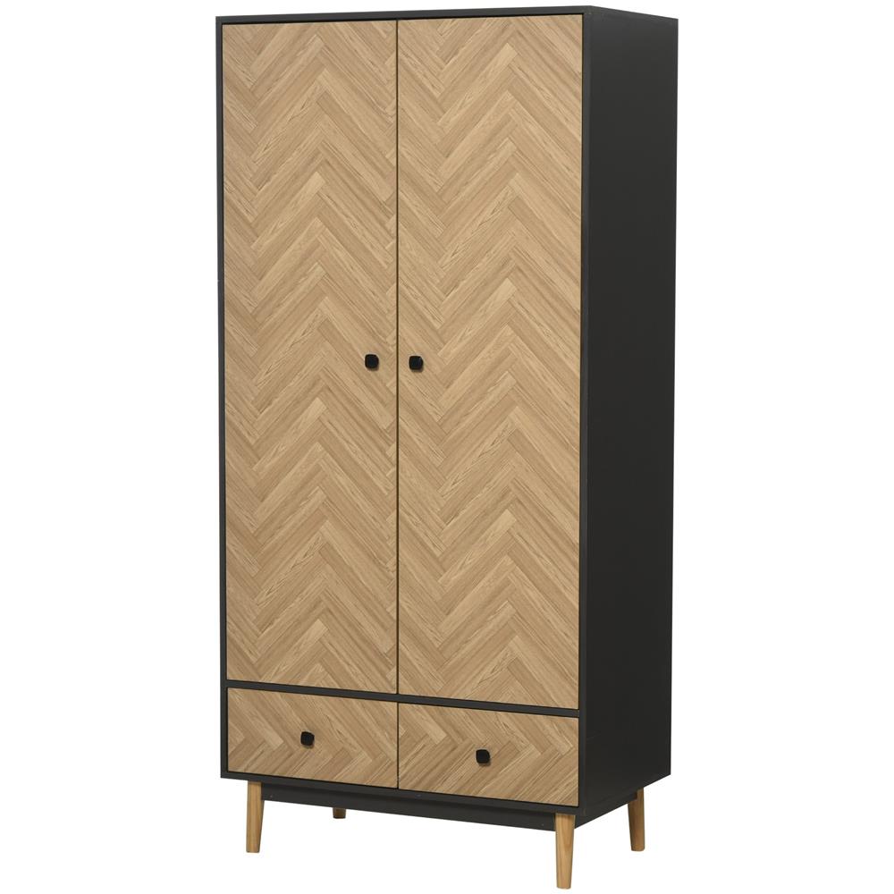 Armadio 2 Ante HOMCOM 90x50x190cm - Con 4 Vani, 2 Cassetti E Appendiabiti, Colore Legno E Bianco, Per Camera