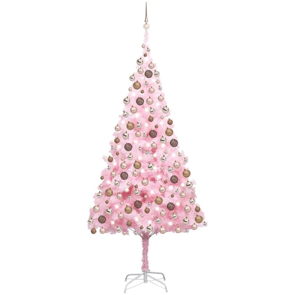 Set Albero Natale Artificiale con LED e Palline Rosa 240 cm PVC - Foto 1