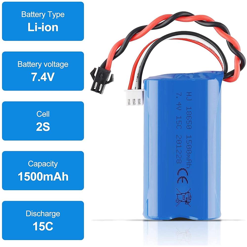 1 Pezzo Batteria Lipo Da 1500mah 7.4v 2s Per U12a S033g Q1 H101 Con Connettore Sm-2p Per Rc Giocattoli Barca Auto Drone - Foto 2