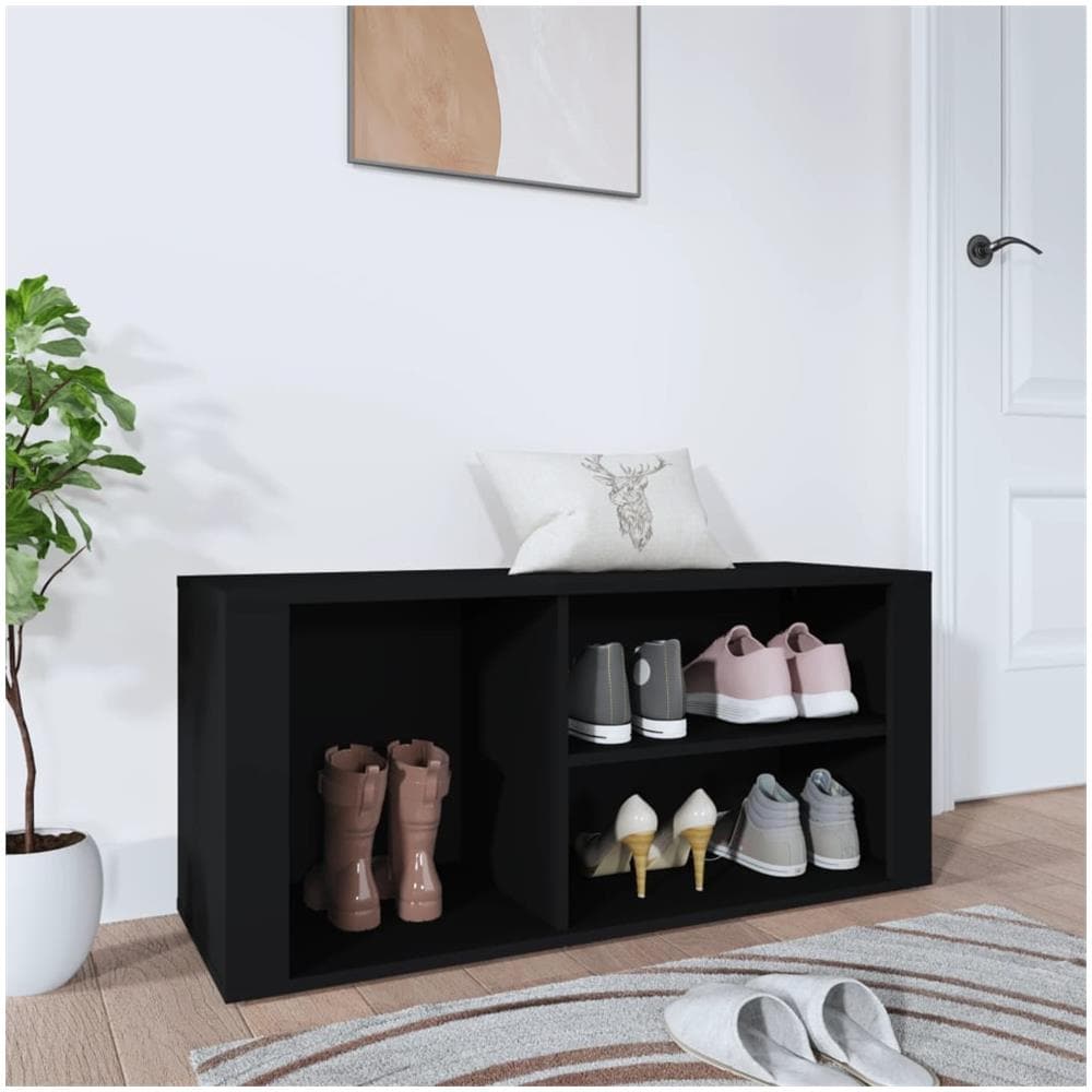 Scarpiera Nero 100x35x45 Cm In Legno Multistrato - Foto 1