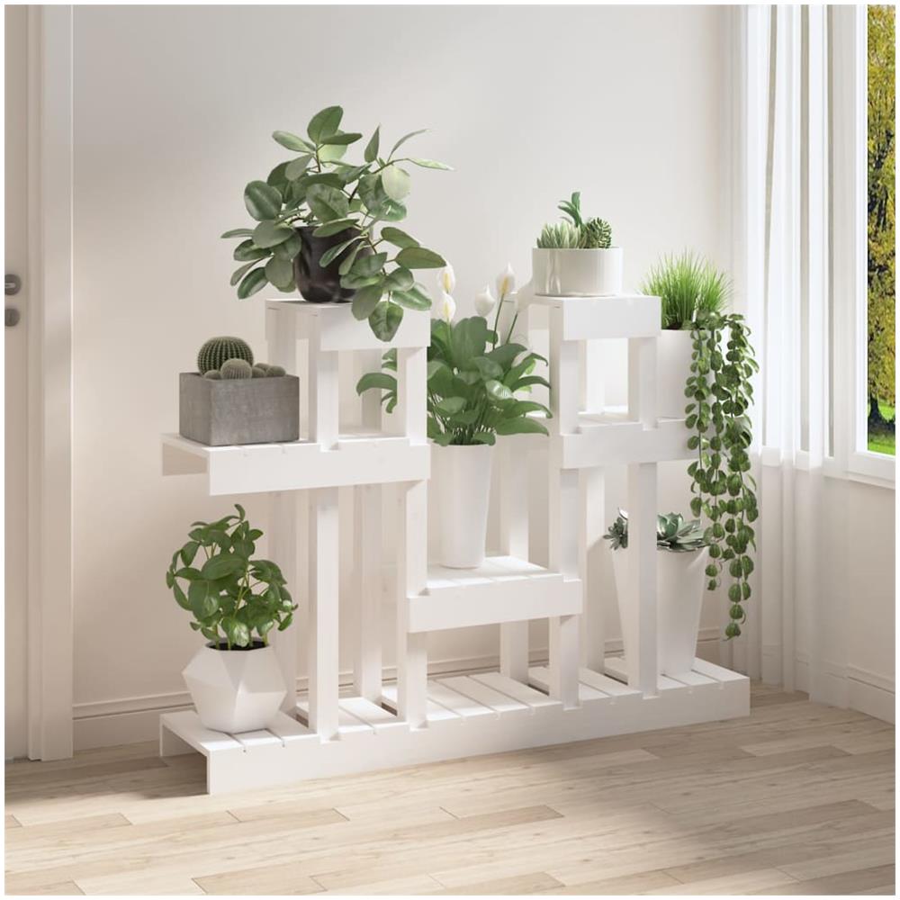 Supporto per Piante Bianco 104,5x25x77,5 cm in Massello di Pino - Foto 3