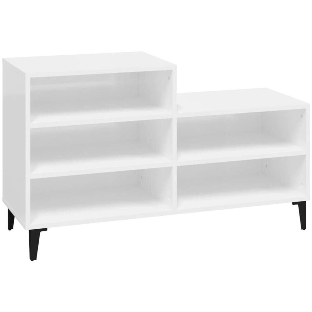 Scarpiera Bianco Lucido 102x36x60 Cm In Legno Multistrato - Foto 1