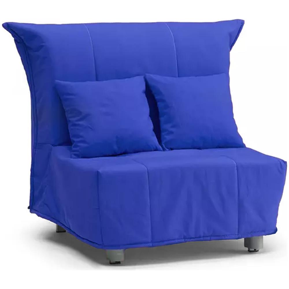 Divano Letto Alma, Divano Singolo, 100% Made In Italy, Poltrona Soggiorno Con Apertura A Carrello, In Tessuto Imbottito, Con Cuscini Inclusi, Cm 85x90h85, Blu - Foto 2