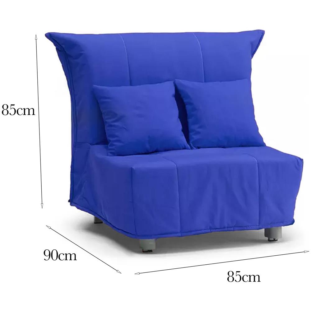 Divano Letto Alma, Divano Singolo, 100% Made In Italy, Poltrona Soggiorno Con Apertura A Carrello, In Tessuto Imbottito, Con Cuscini Inclusi, Cm 85x90h85, Blu - Foto 4