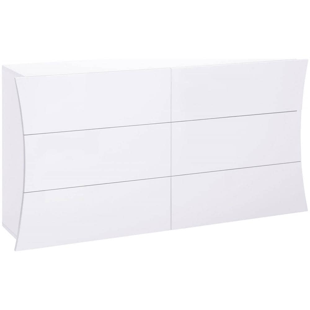 Cassettiera Mauro, Settimanale 6 Cassetti, Comò Per Camera Da Letto, 100% Made In Italy, Bianco Lucido, Cm 155x40h82 - Foto 2