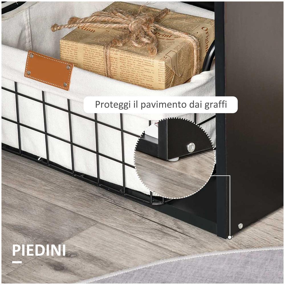 Scrivania PC in Legno con 6 Ripiani Portaoggetti Laterali, 120x55x120 cm, Nero - Foto 6