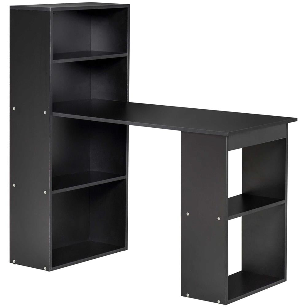 Scrivania PC in Legno con 6 Ripiani Portaoggetti Laterali, 120x55x120 cm, Nero - Foto 1