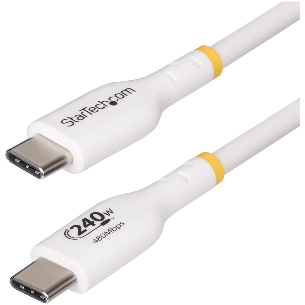 Cavo di ricarica USB-C Bianco da 2m, cavo USB C certificato USB-IF, 240W PD EPR, cavo di ricarica USB 2.0 Tipo-C per laptop, cavo di trasferimento dati USB-Type-C, rivestimento in TPE - Foto 1