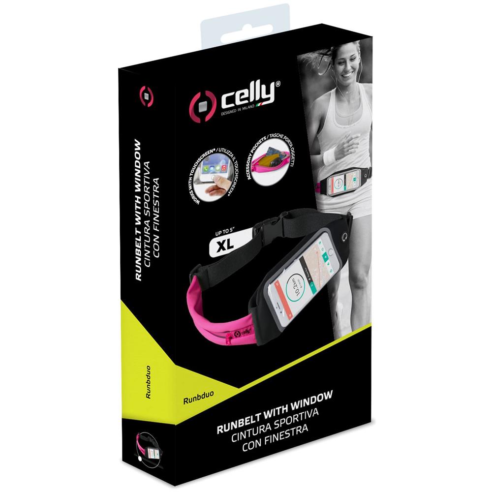 Runbelt Duo Custodia a Cintura Elastica per Smartphone 5" Taglia XL Colore Nero / Rosa  - Foto 6