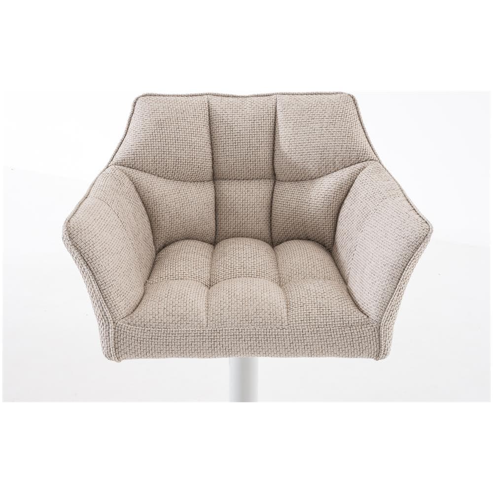 Sgabello Alto Bar Damaso I Sgabello Design Cucina Trapuntato in Tessuto con Braccioli E Schienale Imbottiti l Sedia Sgabello Bar Pub con Poggiapiedi Avorio Bianco - Foto 5