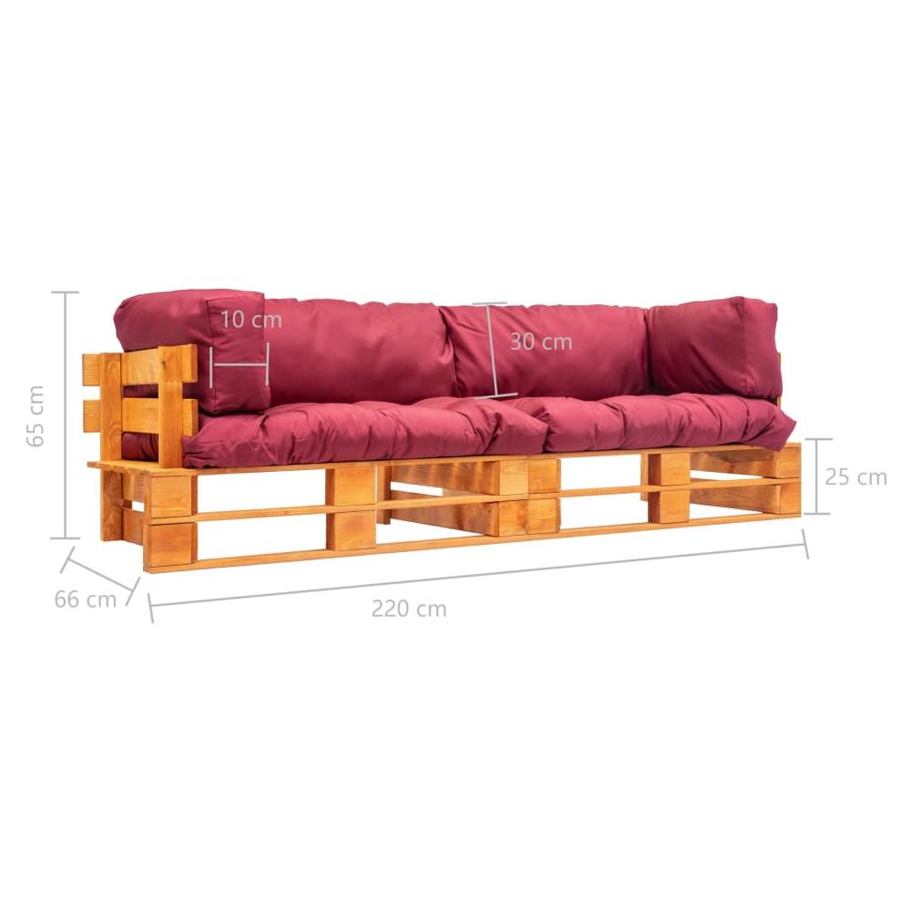 Divani Da Giardino Su Pallet 2 Pz Cuscini Rossi In Legno Pino - Foto 5