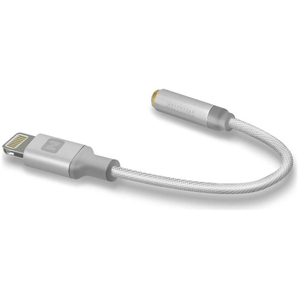 Adattatore Audio Lightning A Jack 3,5 Femmina Intrecciato Nylon Swissten Argento - Foto 1